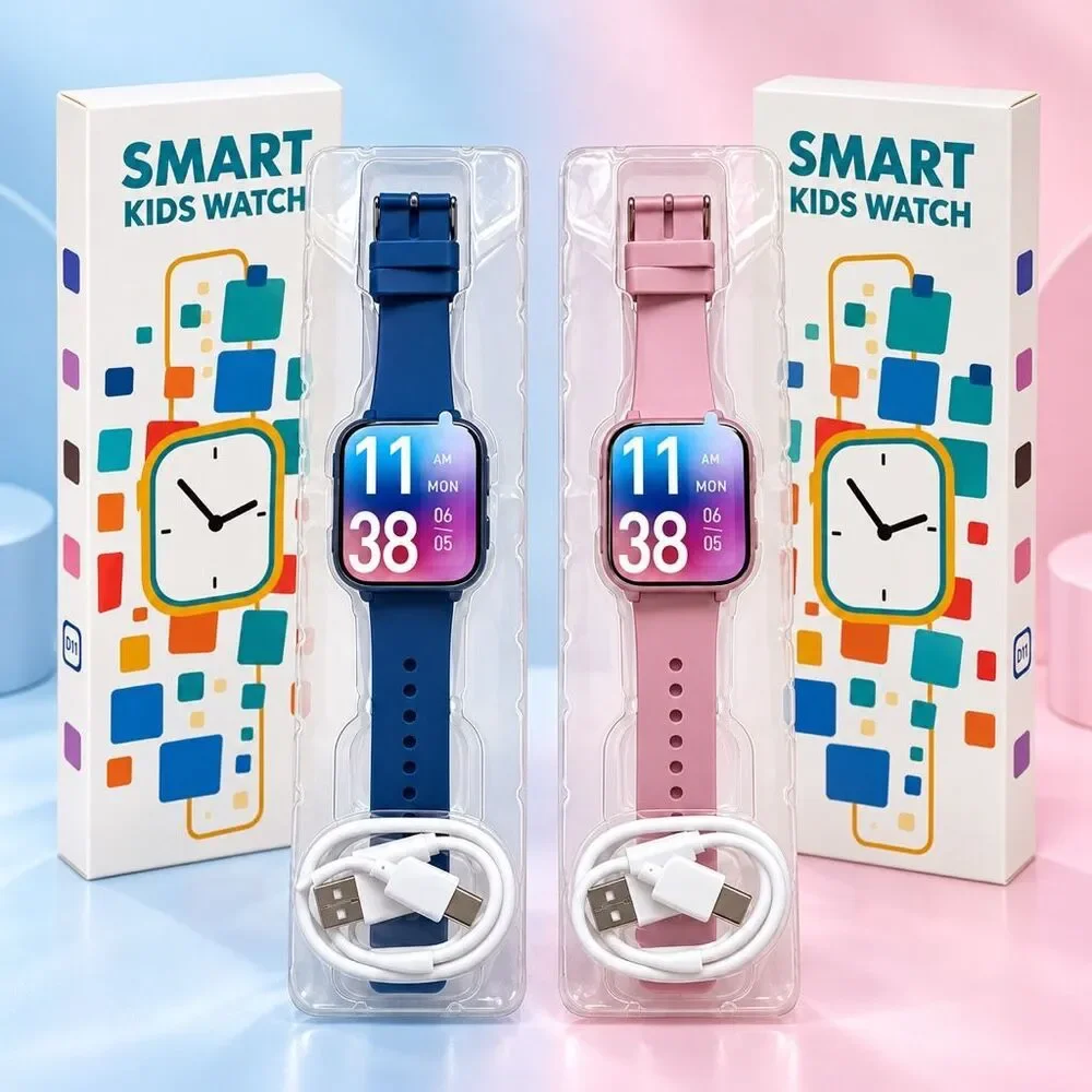 2-Pack Kids Game Smart Watches Blue Pink Learning Games USB Rechargeable